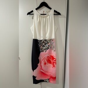 White jewel/floral Ted Baker dress in a size 2